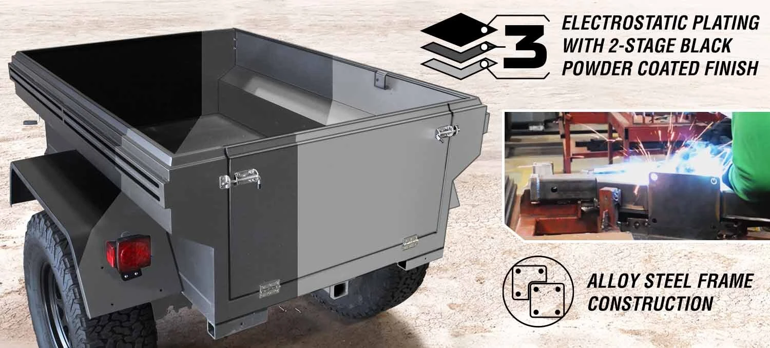 OVS trailer electrostatic plated military grade two stage black powder coating finish