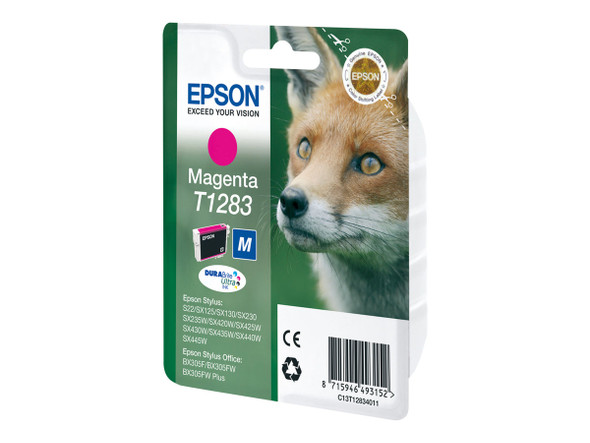 Genuine Epson T1283 Magenta Inkjet Cartridge C13T12834011 (Fox)