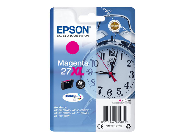 Genuine Epson 27XL (T2713) Magenta High Yield Inkjet Cartridge C13T27134010 (Alarm Clock)