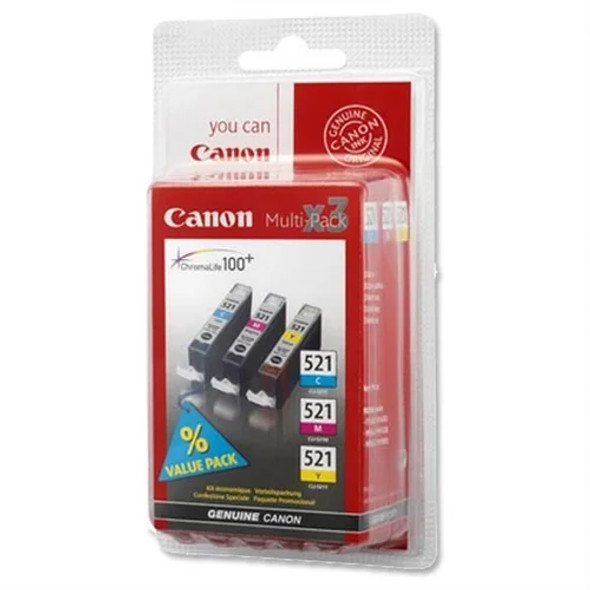 Genuine Canon CLI-521 CMY Triple Value Pack