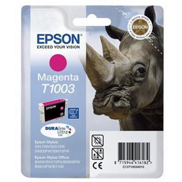 Genuine Epson T1003 Magenta Inkjet Cartridge C13T10034010 (Rhino)