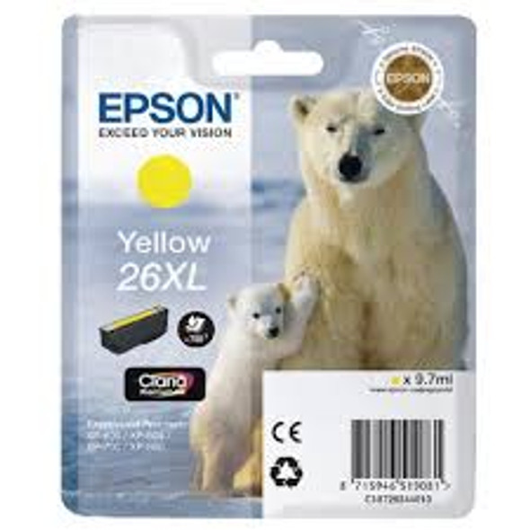 Genuine Epson 26XL Yellow Inkjet Cartridge C13T26344010 (Polar Bear)