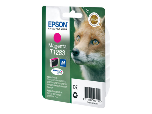 Genuine Epson T1283 Magenta Inkjet Cartridge C13T12834011 (Fox)