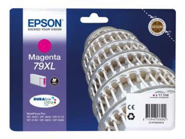 Genuine Epson 79XL (T7903) Magenta Inkjet Cartridge C13T79034010 (Tower of Pisa)