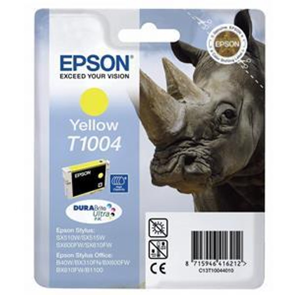 Genuine Epson T1004 Yellow Inkjet Cartridge C13T10044010 (Rhino)