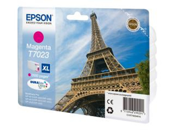 Genuine Epson T7023 High Yield Magenta Inkjet Cartridge C13T70234010 (Eiffel Tower)