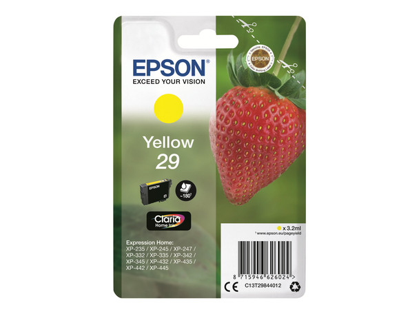 Genuine Epson 29 (T2984) Yellow Inkjet Cartridge C13T29844010 (Strawberry)