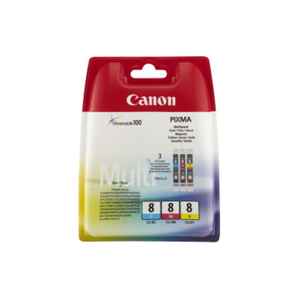 Genuine Canon CLI-8 CMY Multipack Inkjet Cartridges (Pack of 3)