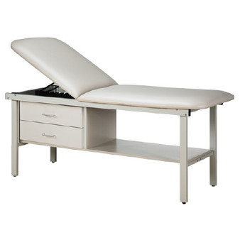 Clinton Flat Top, Alpha Series, Straight Line Treatment Table/Shelf and Two Drawers