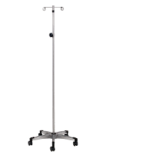 Clinton Stainless Steel*, Five-Leg, 2-Hook IV Pole