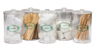 Labeled, Clear Plastic, Sundry Jars