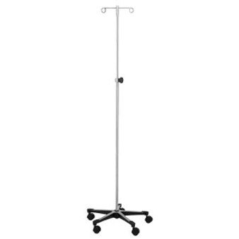 Standard IV Pole, 2.5" Plastic Casters, Tru-Lock, 2 Hooks, Model 1315, Adjust Height 52.5" - 93.5", 16 lbs