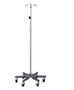 Clinton Stainless Steel*, Six-Leg, 2-Hook IV Pole