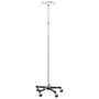 3" Hard Rubber Casters, Thumb Control Lock, 4 Hooks, Model 7794SS-4, Diameter 24", Adjust Height 67" - 98", 17 lbs.