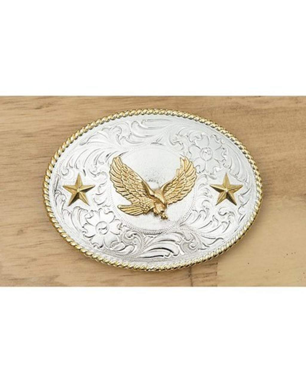 Crumrine Western Belt Buckle Rope Eagle Gold Silver