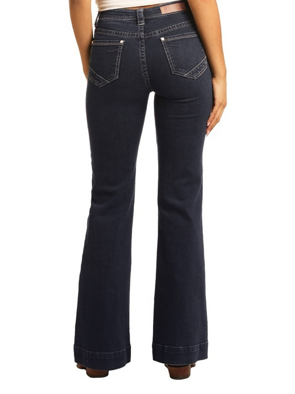 Juniors Dark Wash High Rise Trouser Jeans