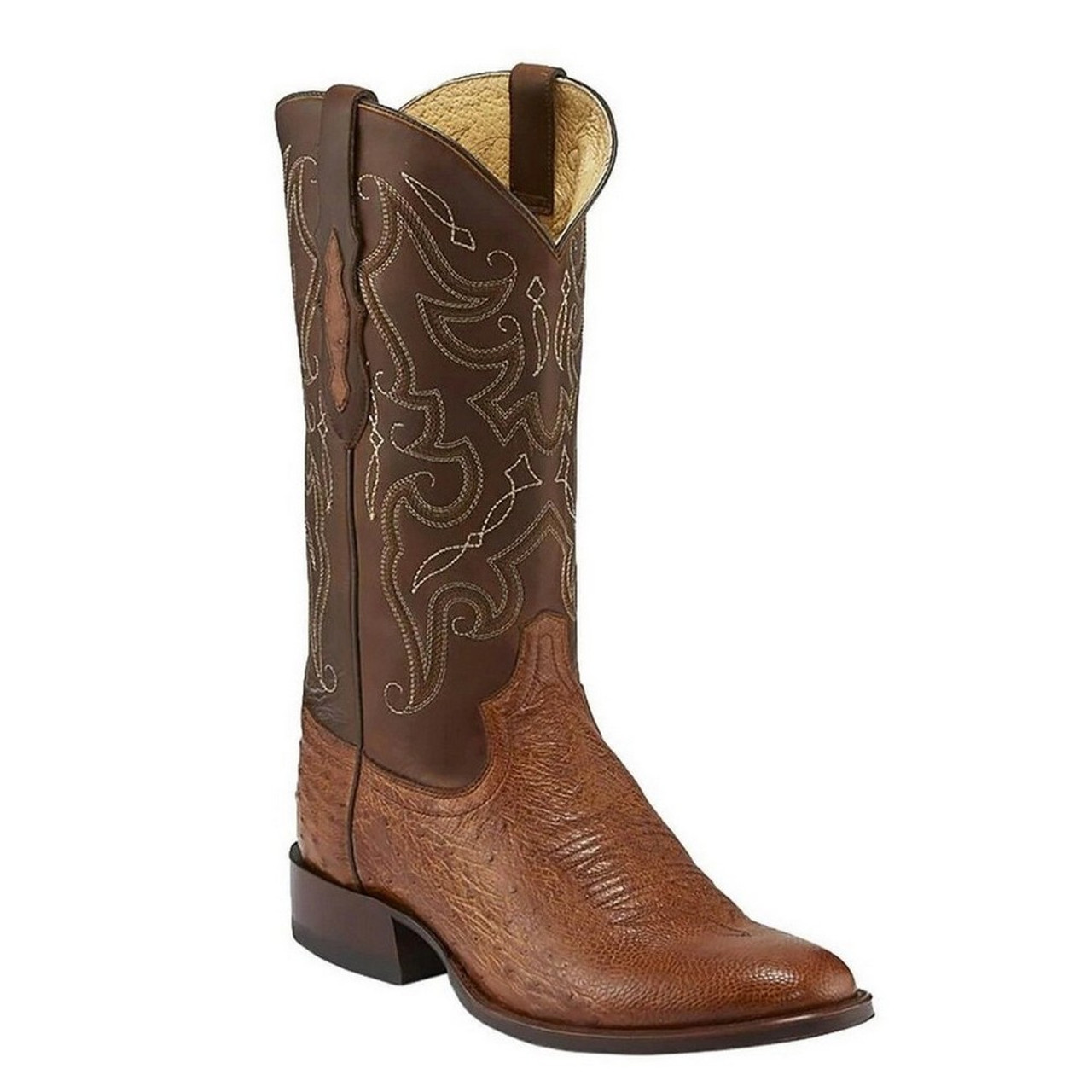 Kid’s Cognac Ostrich Leather Boots with Cognac Shaft 13