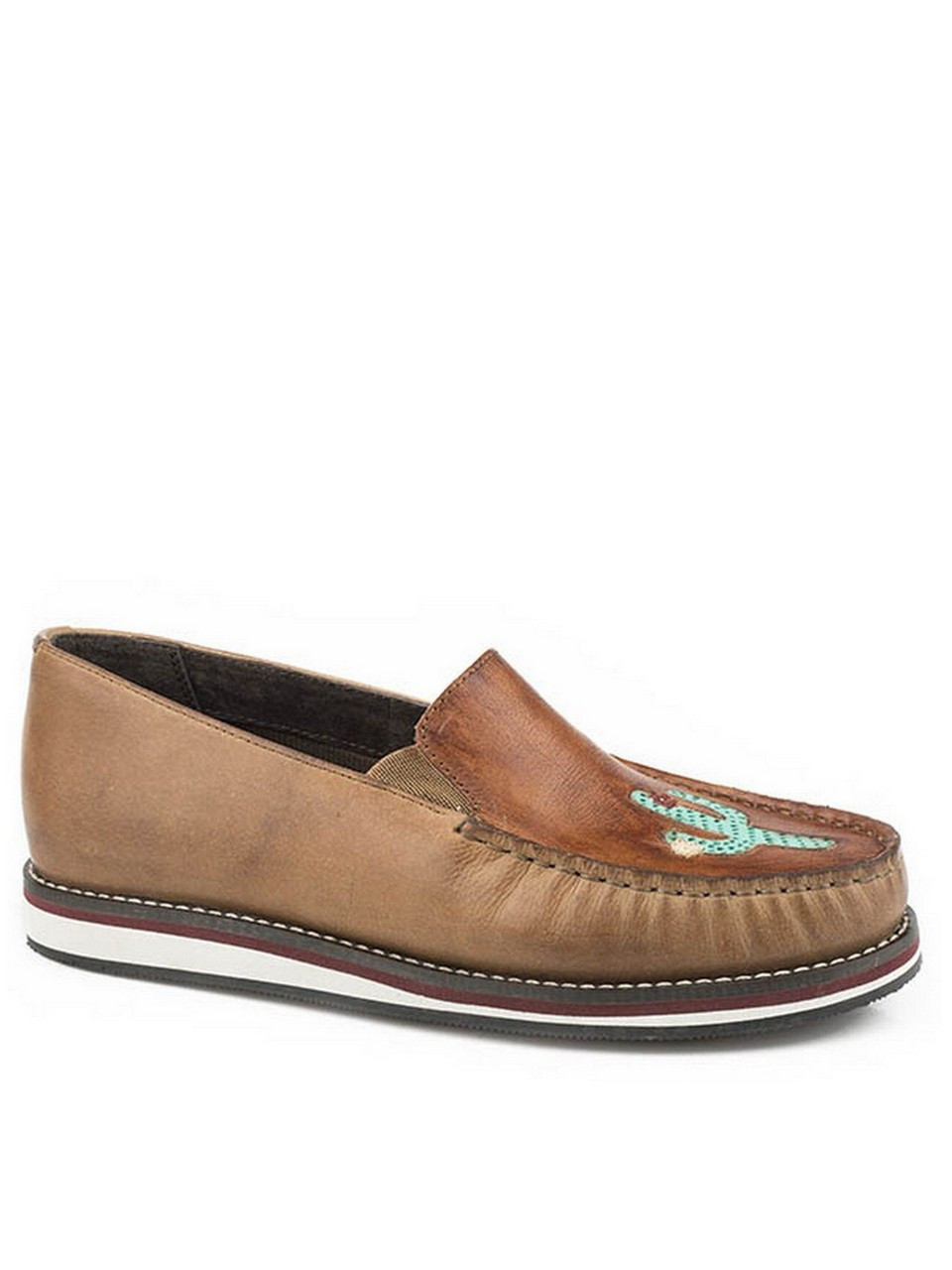 ladies tan slip on shoes