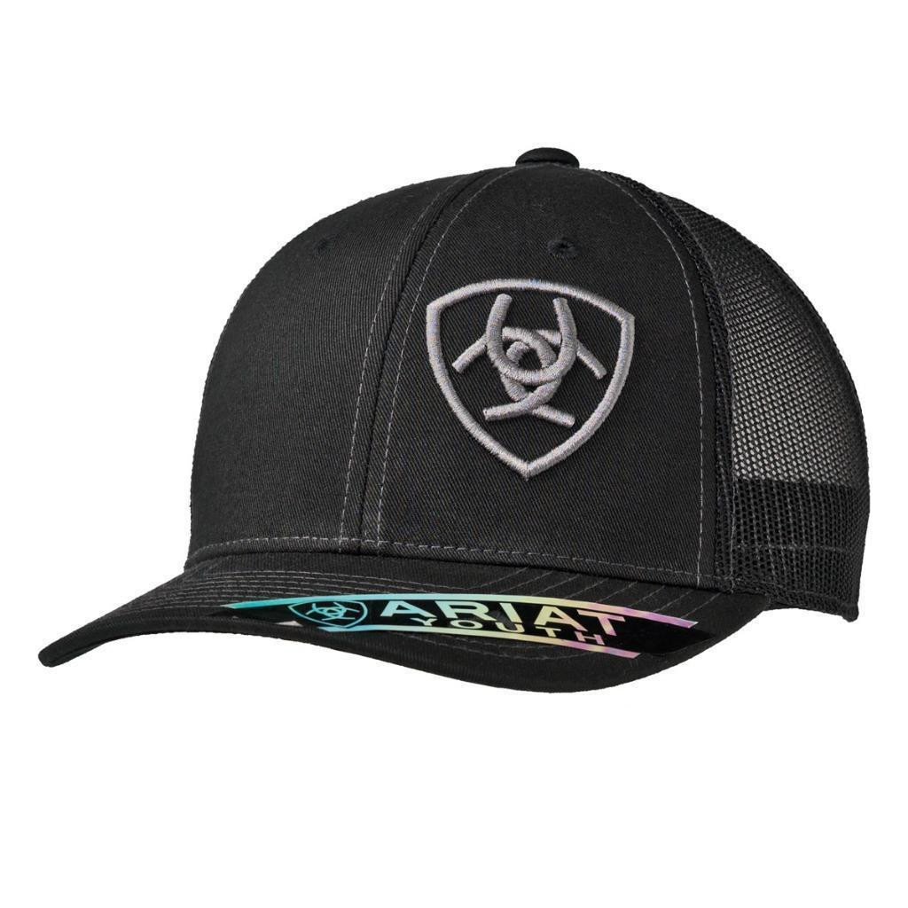 Ariat® Youth Black Offset Logo Snapback Cap