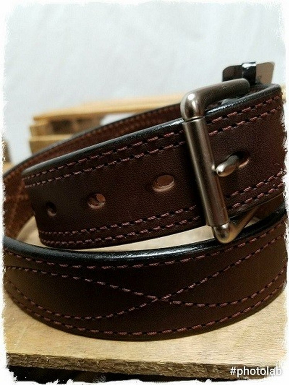 Gingerich® Men's Dark Brown Leather Figure-8 Stitched Belt