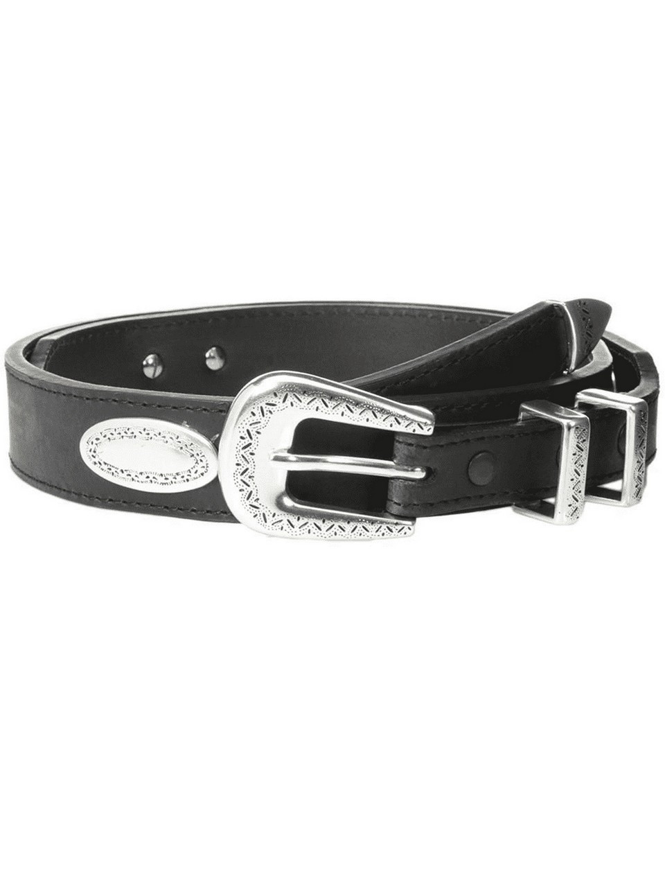 NoconaÂ® Men's Black Leather Top Hand Concho Belt