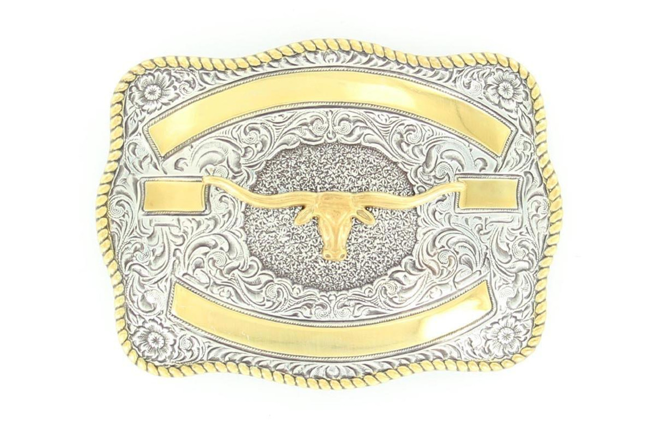 CrumrineÂ® Western Belt Buckle Longhorn Gold Silver 3807213