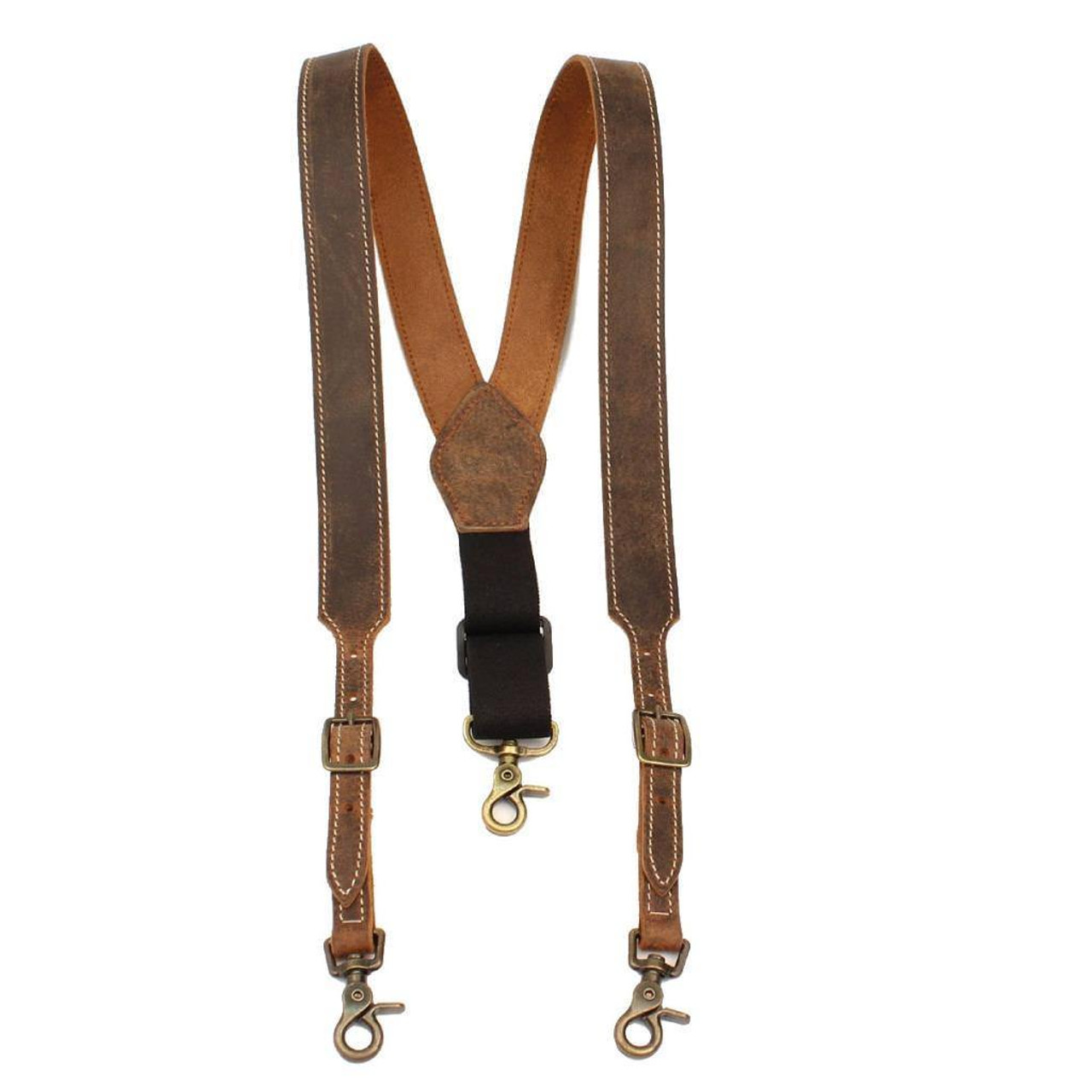 Buy Hand Crafted Distressed Brown And Black Leather Suspenders