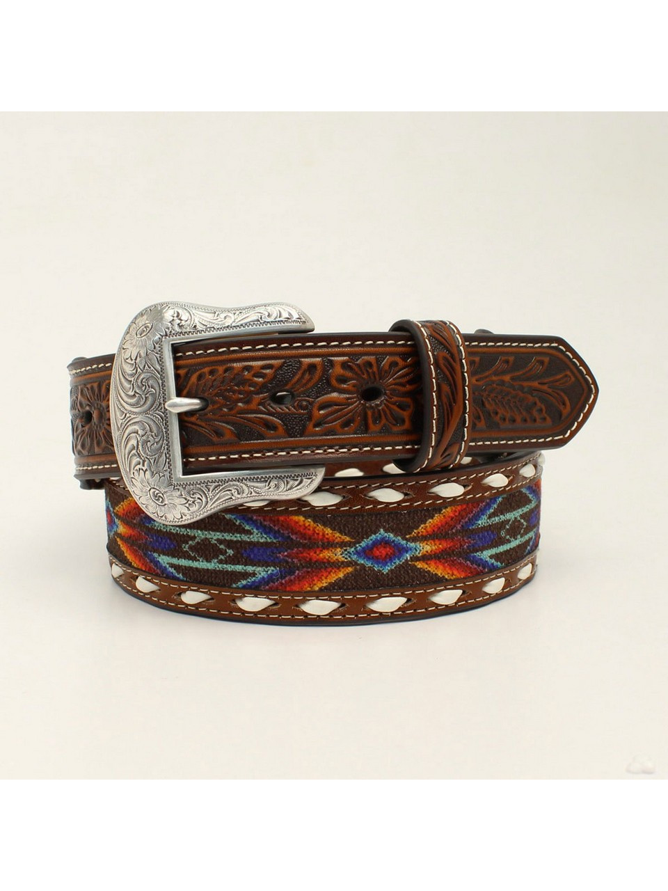 Nocona Men's Southwestern Fabric Inlay Belt