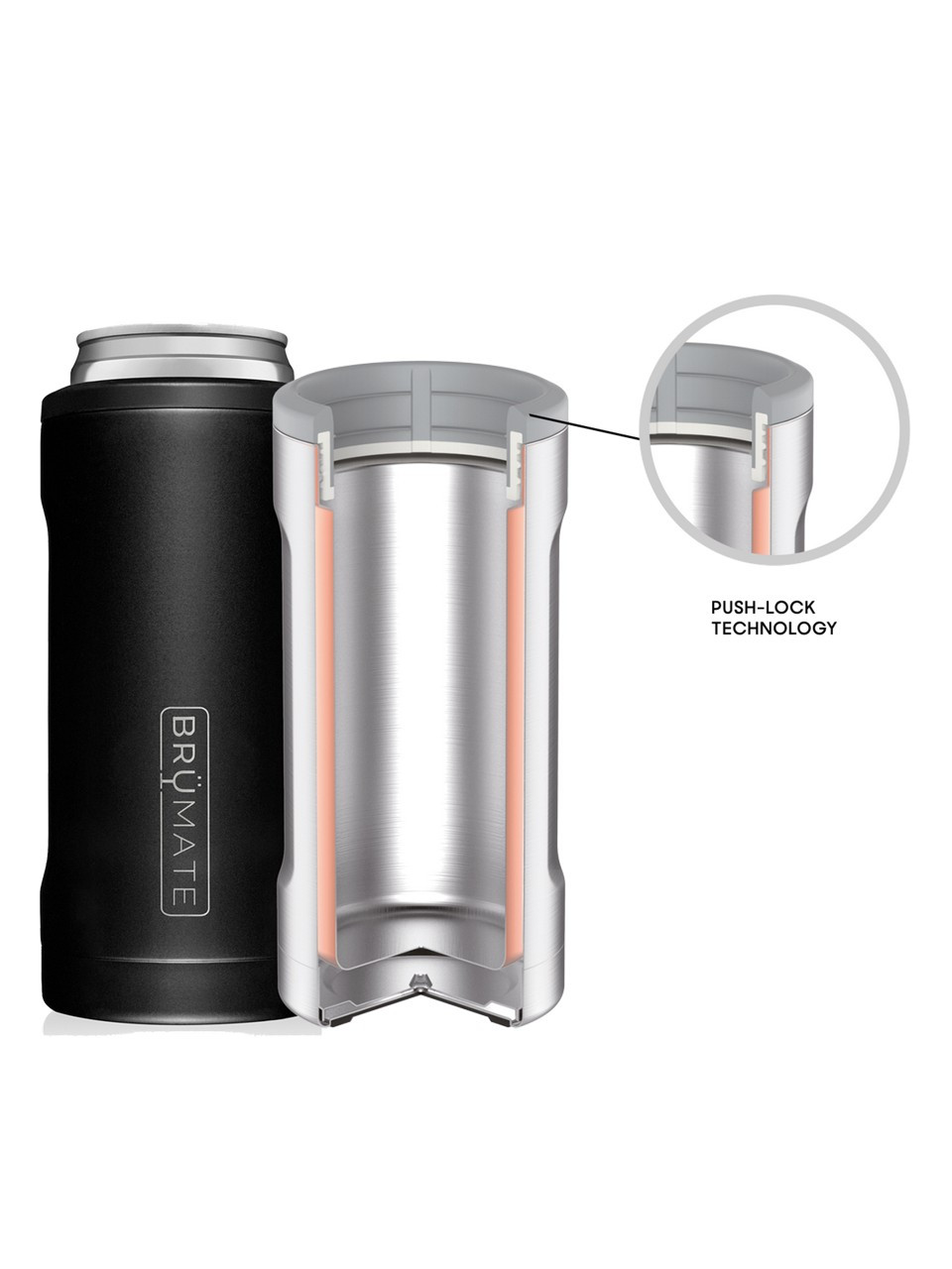 BrüMate Hopsulator Slim - Stainless Steel Triple Insulated Can Cooler -  Holds 12 oz Slim Cans