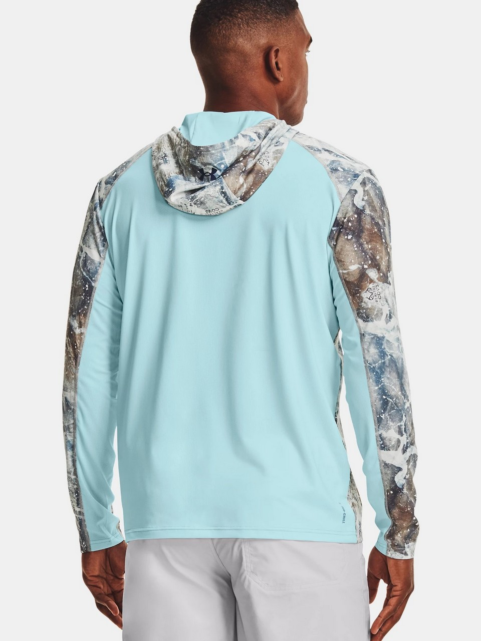 Under Armour Iso-Chill Shorebreak Camo Long-Sleeve Shirt for Men - Carolina Blue/Halo Gray - 2XL