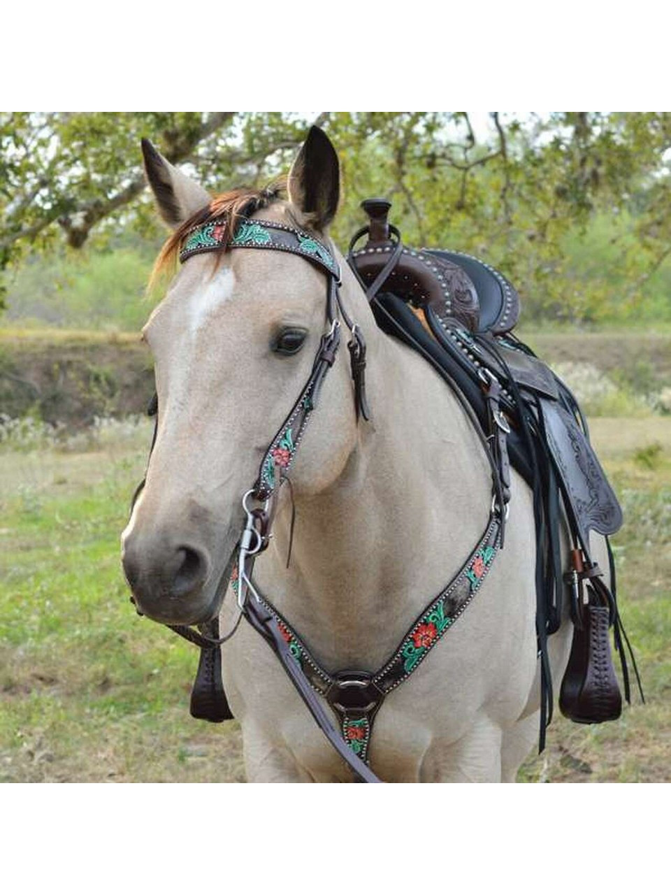 Circle Y® Cactus Flower Filigree Browband Headstall