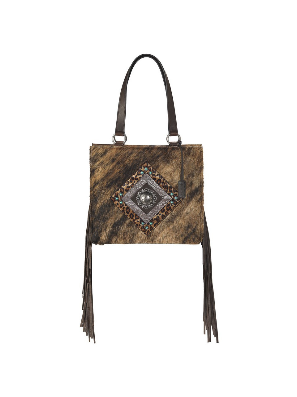 Brown Leopard Boho Fringe Crossbody Flap Purse for Girls