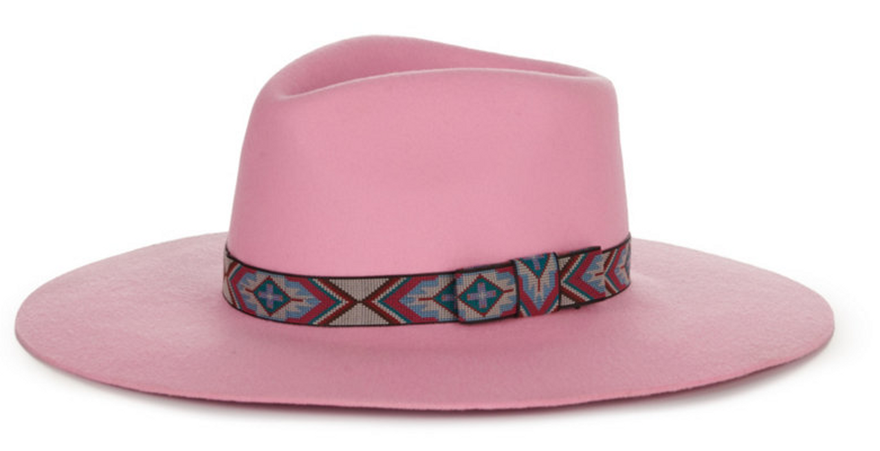 Twister Girl's Pink Pinched Front with Aztec Hatband Western Hat