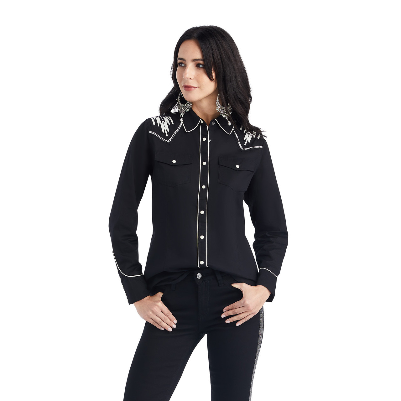 Ariat® Ladies Chimayo Black Aztec Embriodered Retro Western Shirt