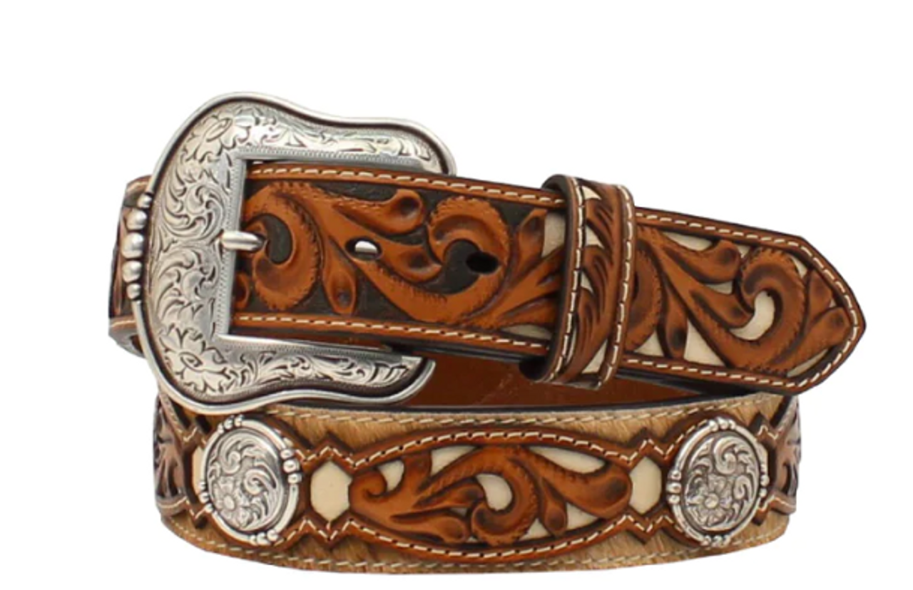 Men's A1037602 Ariat Floral Tab Star Concho Mens Belt – La Raza Western Wear