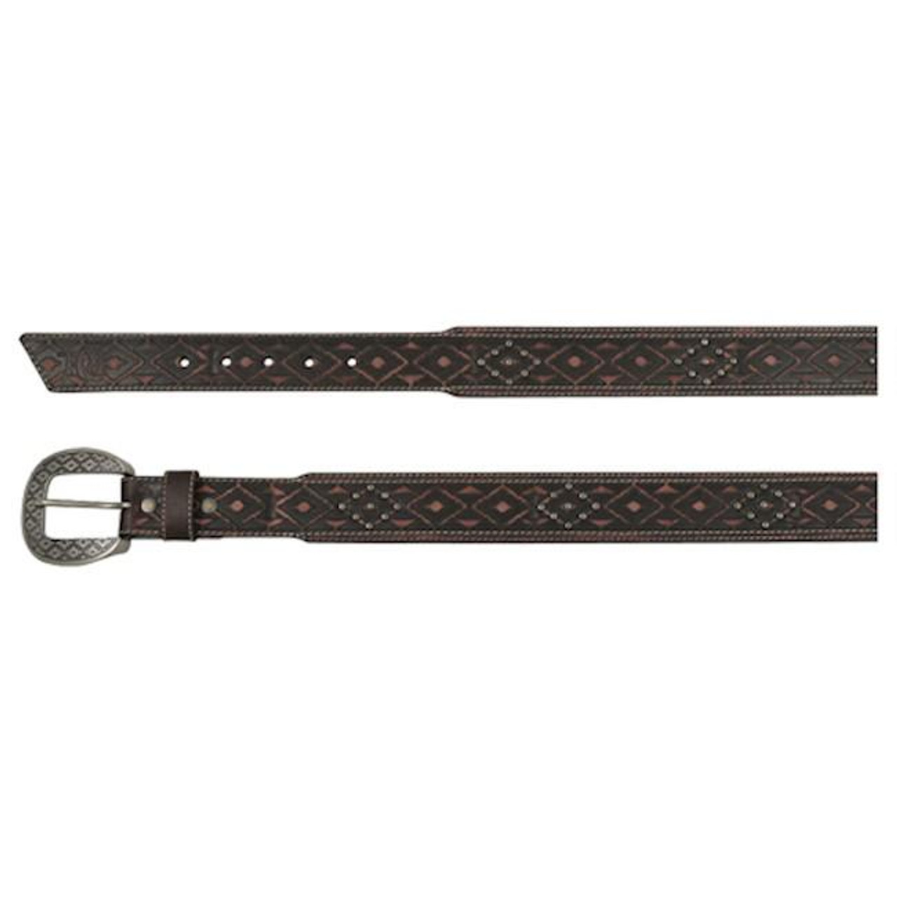 Dutch Leather Company Tony Belt サイズ34 Tony Lama Men's Vintage 1995 Brown Leather Buckaroo Rawhide