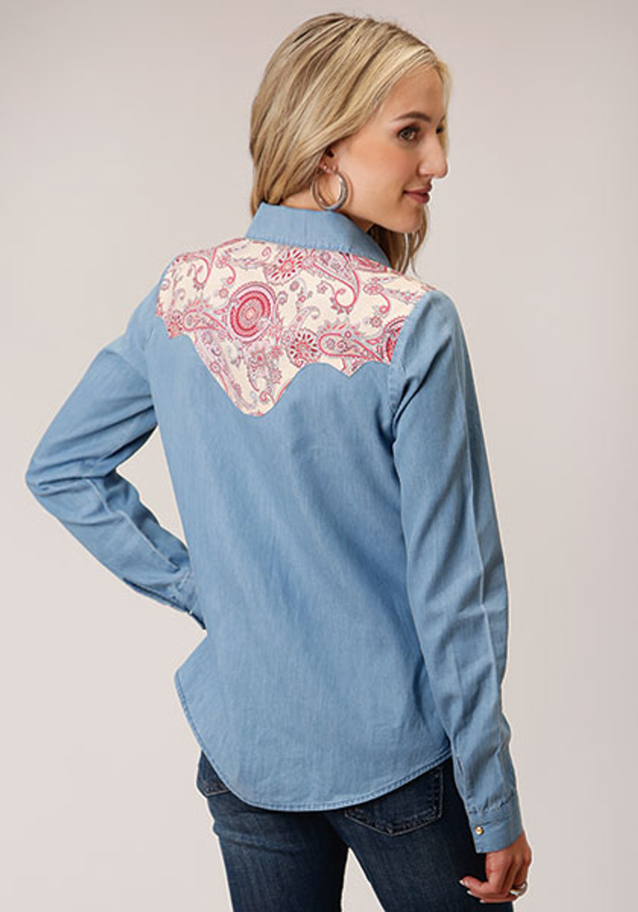 Roper® Ladies L/S Denim With Spring Paisley Yokes