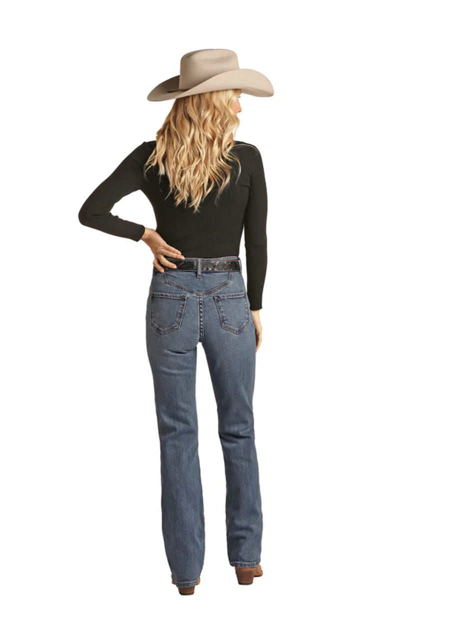Women's High Rise Back Yoke Detail Bootcut Jeans