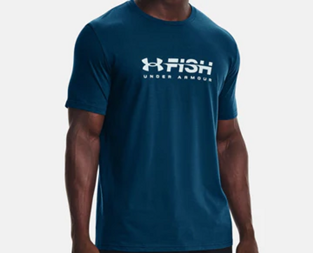 Under Armour Fish Hook Logo T-Shirt Black Blue Strike, 44% OFF