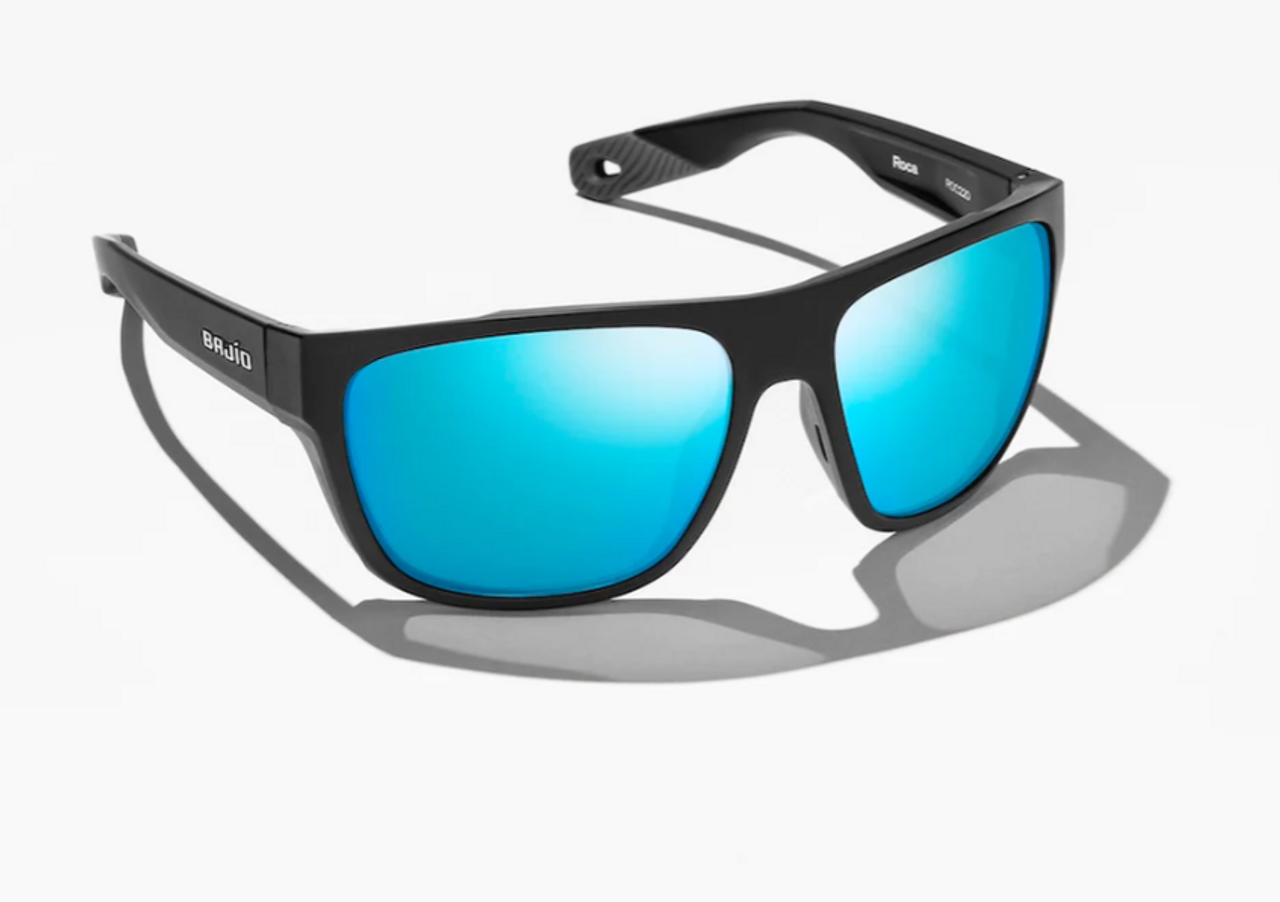 Bajio Sunglasses® Las Rocas Blue Mirrored Glass With Matte Black Frames