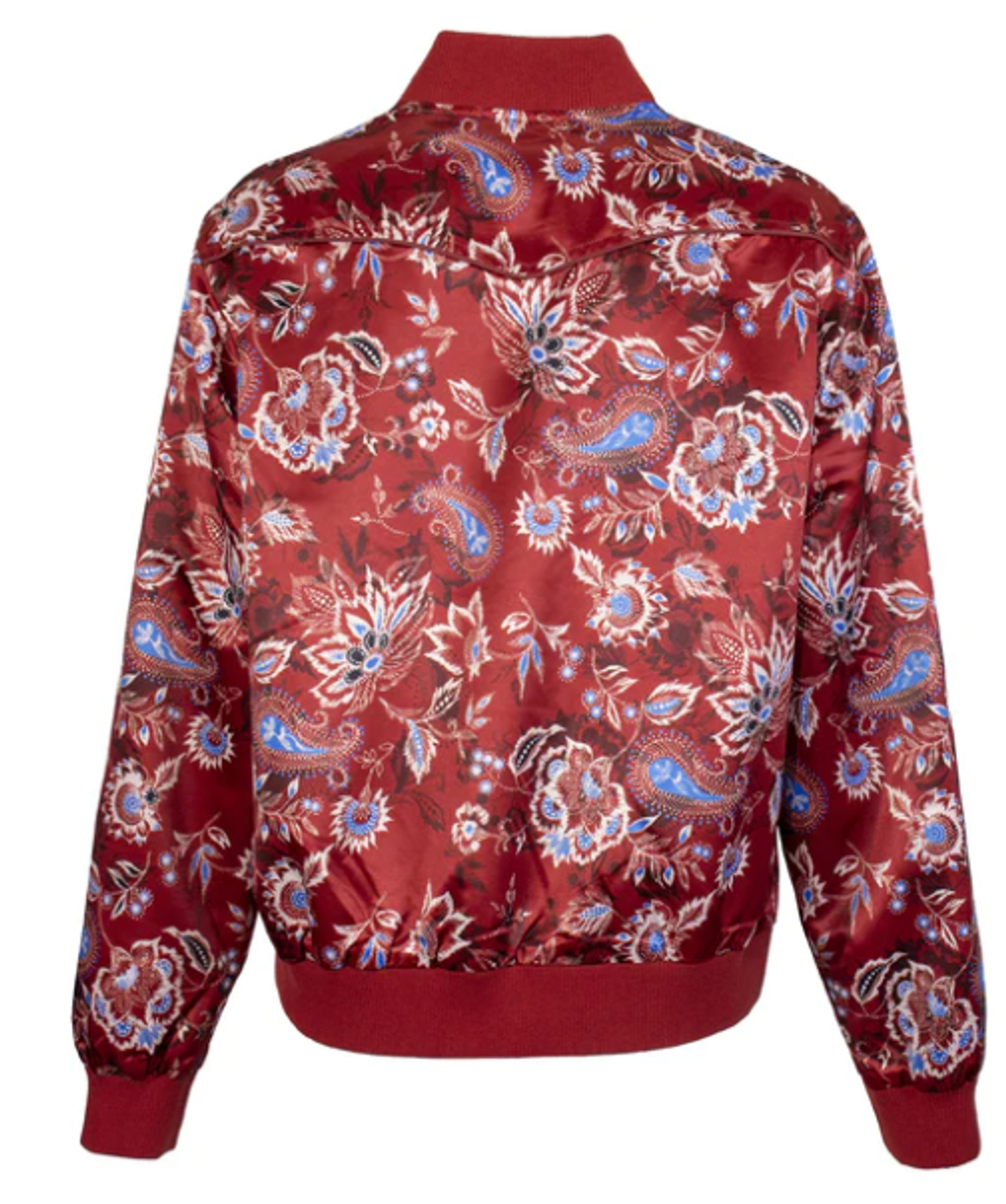 Hooey® Ladies Red Floral Silk Bomber Jacket