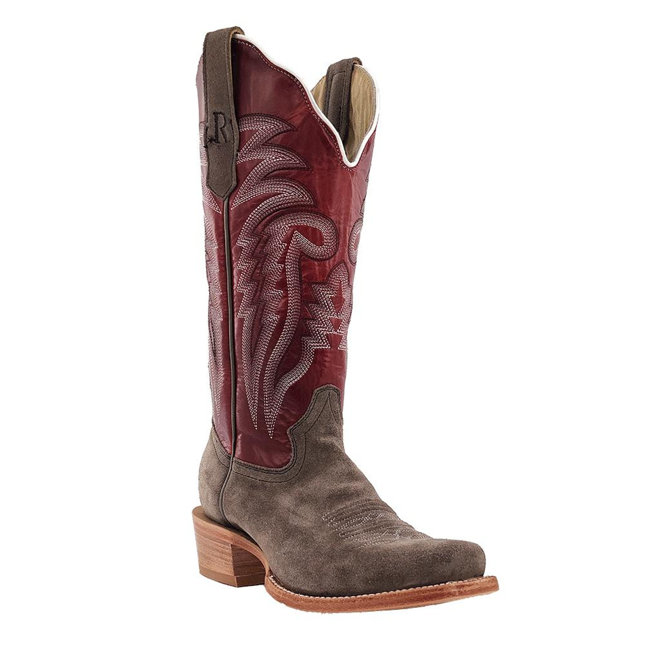 R. Watson Boots® Ladies Charcoal Roughout Boot With Cherry Top