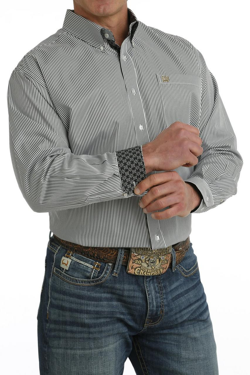 トップス Stripe Double Satin Chin Tab Shirt cinch-mens-ls-tencel-