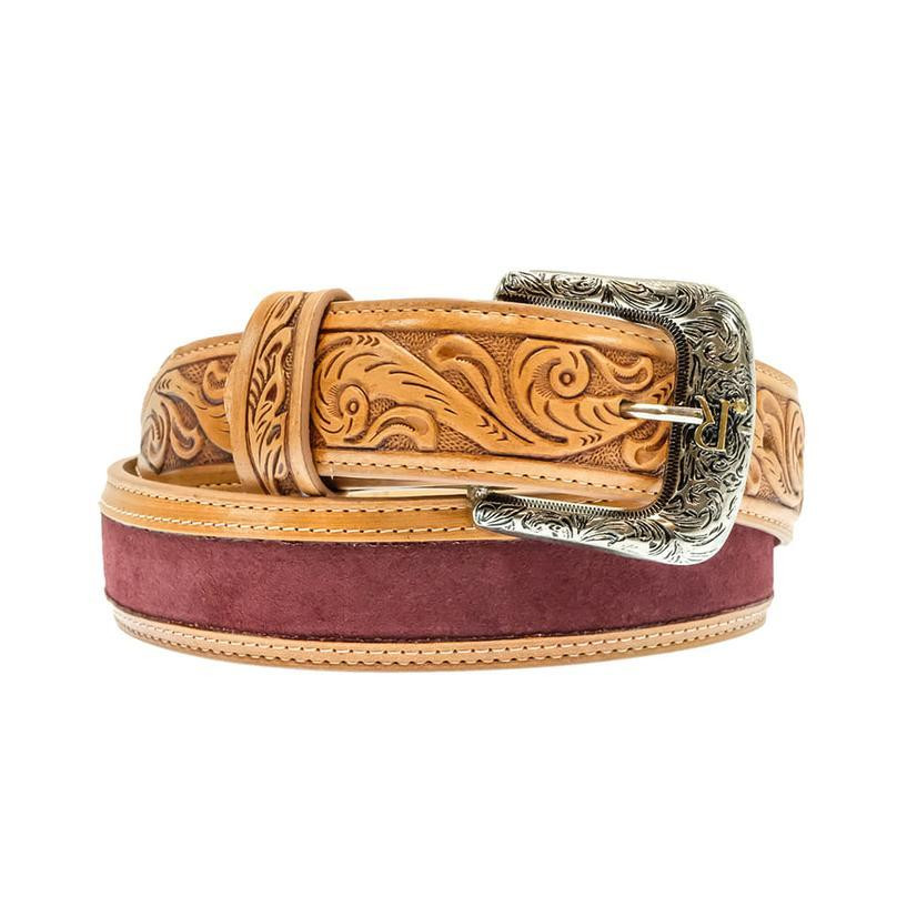 R. Watson® Ladies' Rhubarb Suede/Tooled Leather Billets Belt