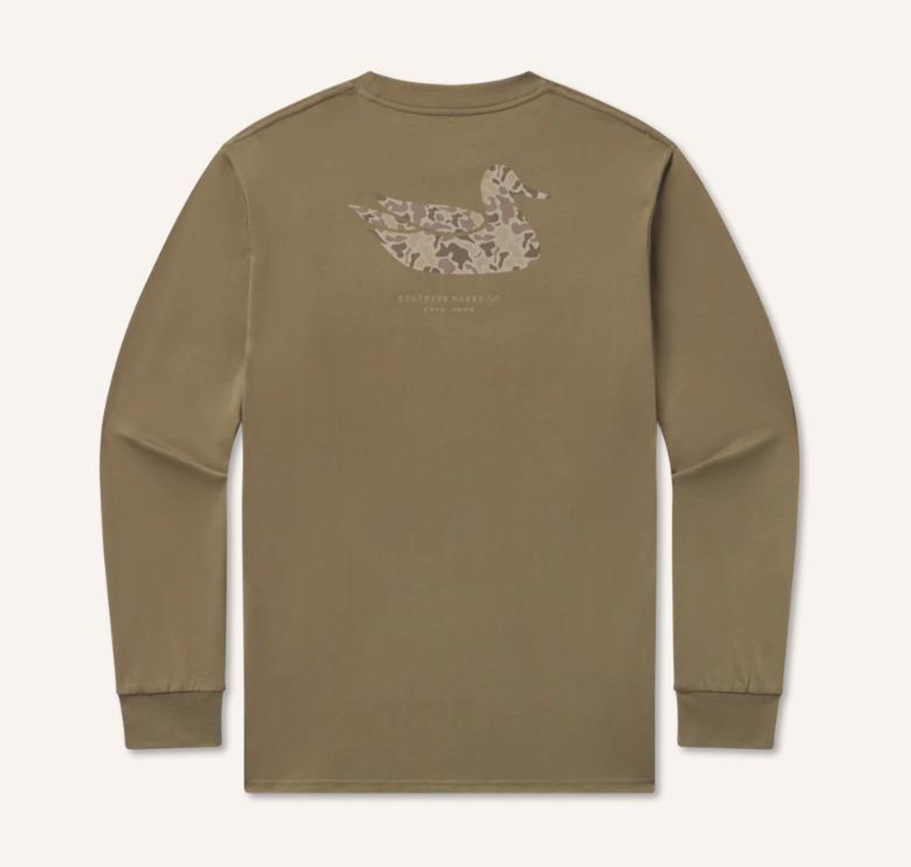 【DISCOVERY EXPEDITION】Washing Outdoor T-Shirt‐YELLOWGREEN Southern Marsh® Men's L/S Moss Green Duck Originals T-Shirt