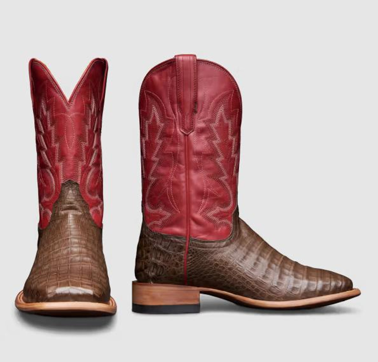 【PORTERNA】Elumin Western Boots Tecovas® Men's William Granite/Red Caiman Square Toe Boots