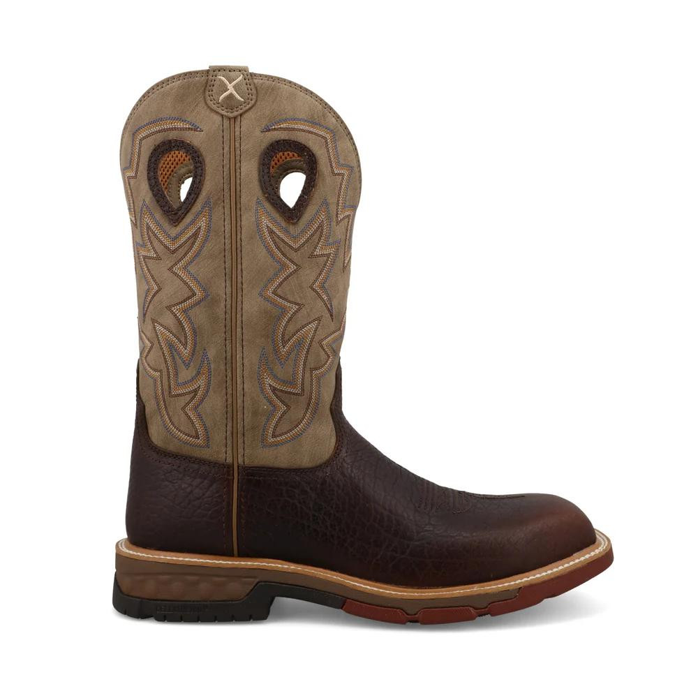 Twisted X® Men's Dark Brown/Tan Suare Toe 12