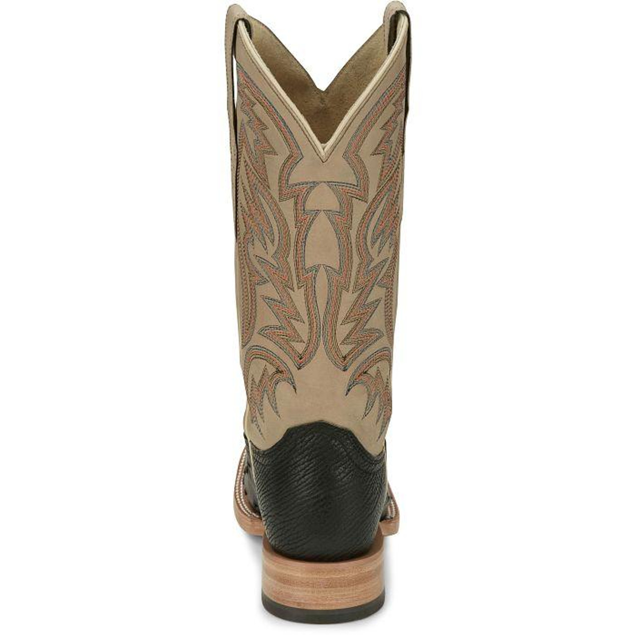 Justin® Men's Doc Bar Black FQ Ostrich/Bone Square Toe Boots