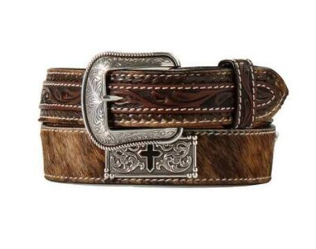 3D Belts® Men's Brown Leather/Cowhide Cross Conchoes Belt