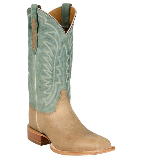 ツエタン Justin® Men's Tan/Light Green Burchett Square Toe Boots